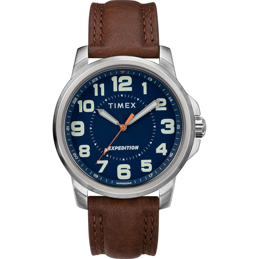 Timex Men's Expedition® Metal Field Watch - Blue Dial/Brown Strap - TW4B16000JV