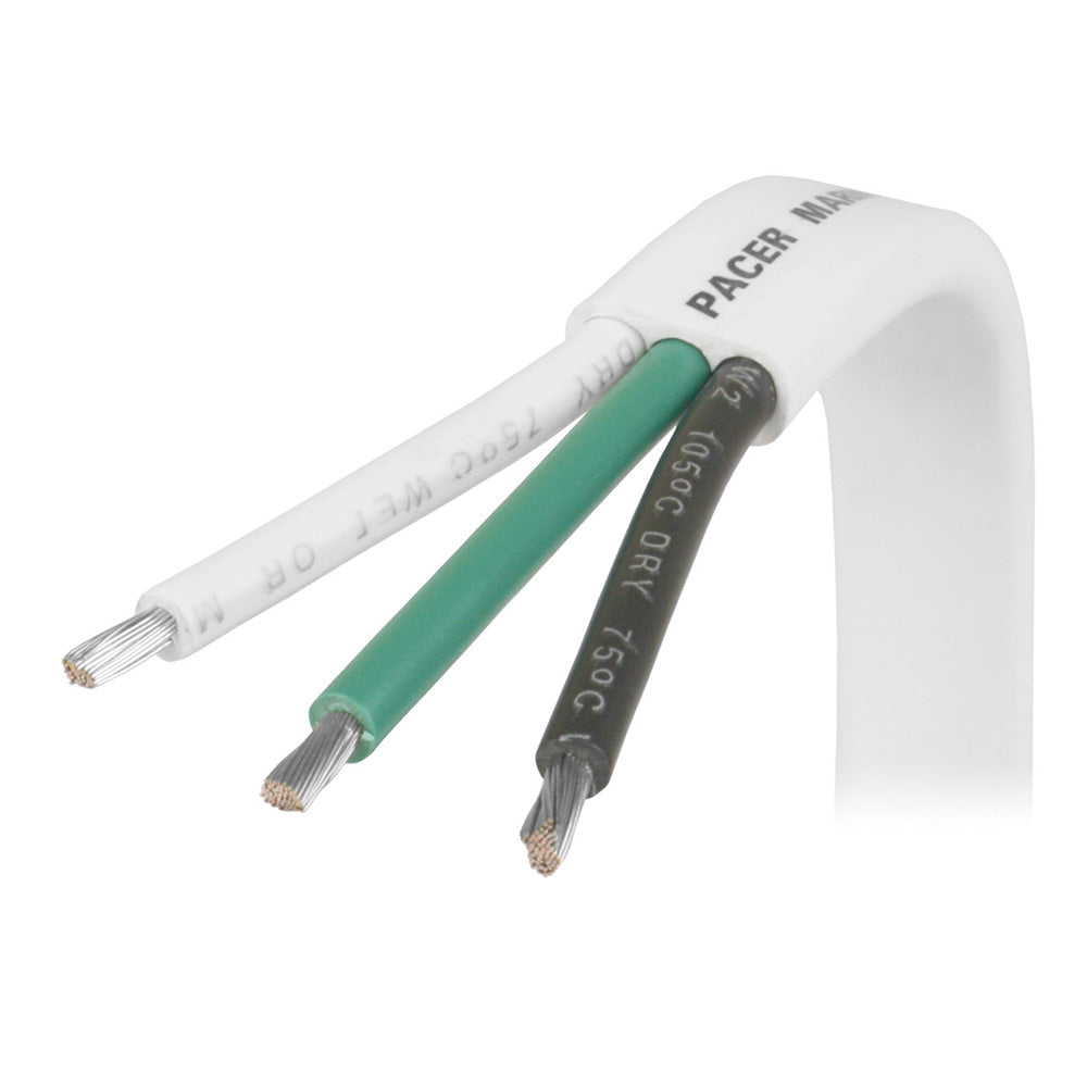 Pacer White Triplex Cable - 14/3 AWG - Black/Green/White - Sold by the Foot - W14/3-FT