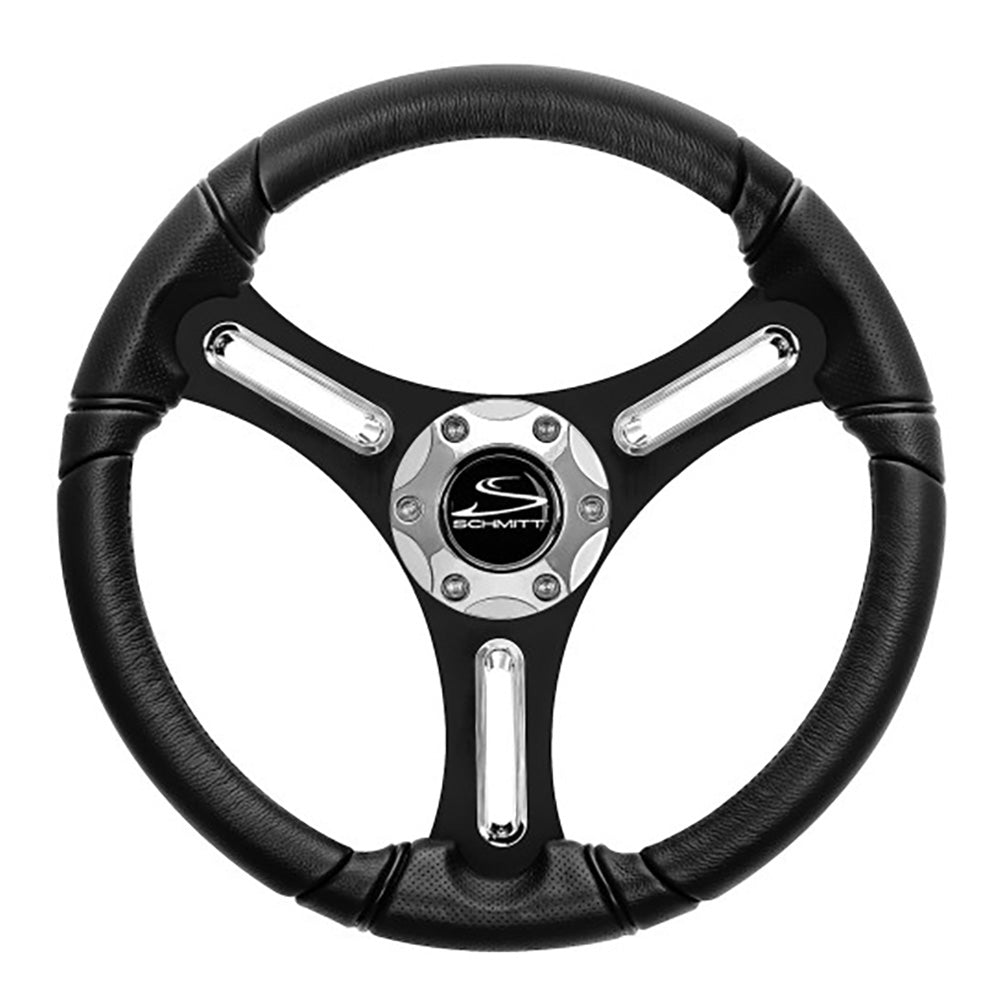 Schmitt Marine Torcello 14" Wheel - 03 Series - Polyurethane Wheel w/Chrome Spoke Inserts & Cap - Black Brushed Spokes - 3/4" Tapered Shaft - PU031104-12