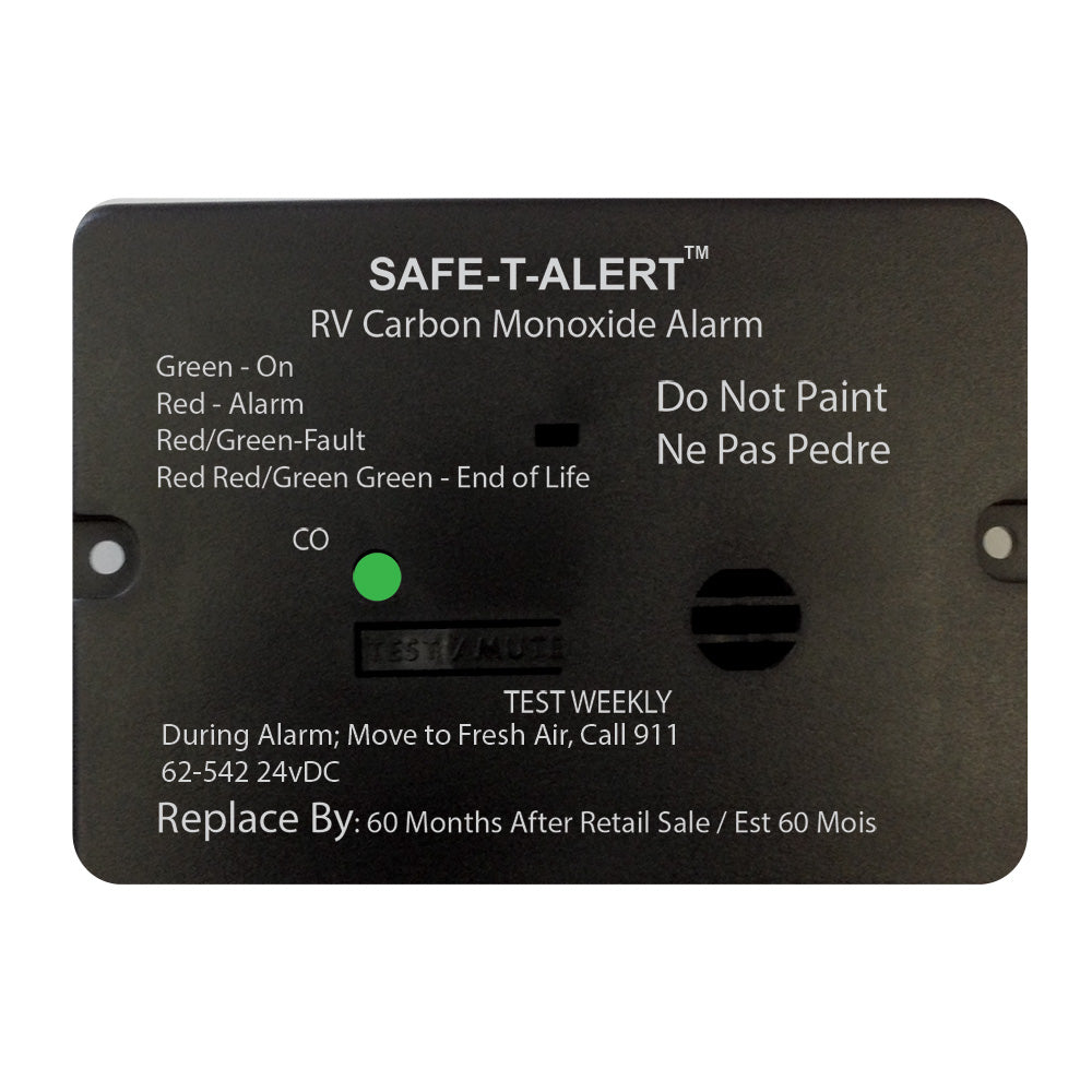Safe-T-Alert 62 Series Black Carbon Monoxide Alarm - 24V - Flush Mount - 62-542-MARINE-24V-BLK