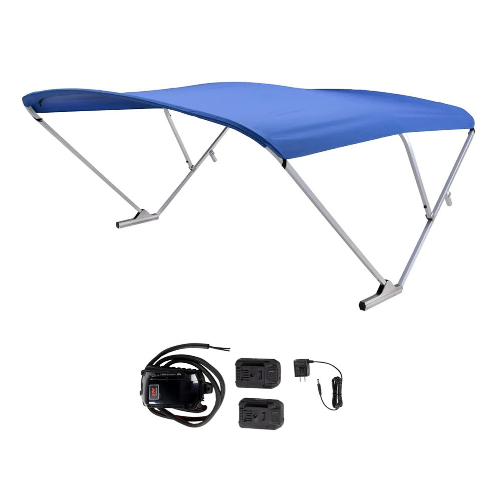 SureShade Battery Powered Bimini - Clear Anodized Frame & Pacific Blue Fabric - 2021133096
