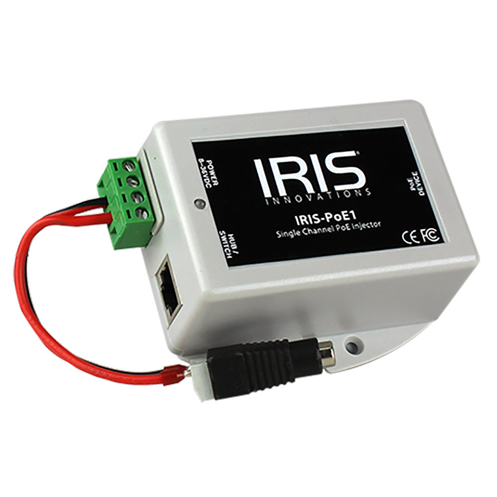 Iris Single Channel PoE Injector - 8-36VDC Input Voltage & 48VDC Output - POE1