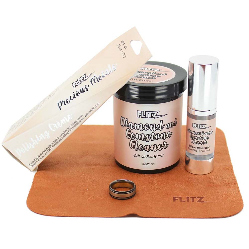 Flitz Jewelry Care Kit - 7oz. Cleaner Jar w/Tray & Brush - JC91501