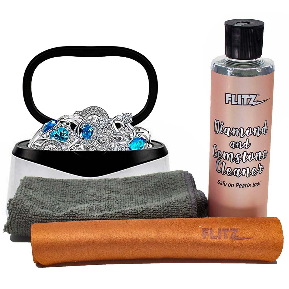 Flitz Ultrasonic Cleaner Kit - 8oz. Jewelry & Gemstone Cleaner REFILL Bottle - JC91502