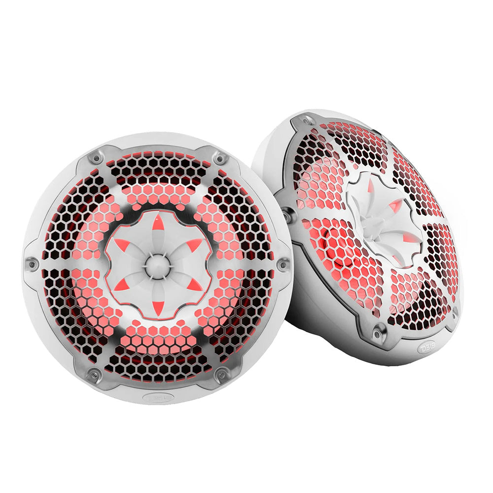DS18 HYDRO 10" 2-Way Speakers w/Bullet Tweeter & Integrated RGB LED Lights - White - NXL-10M/WH