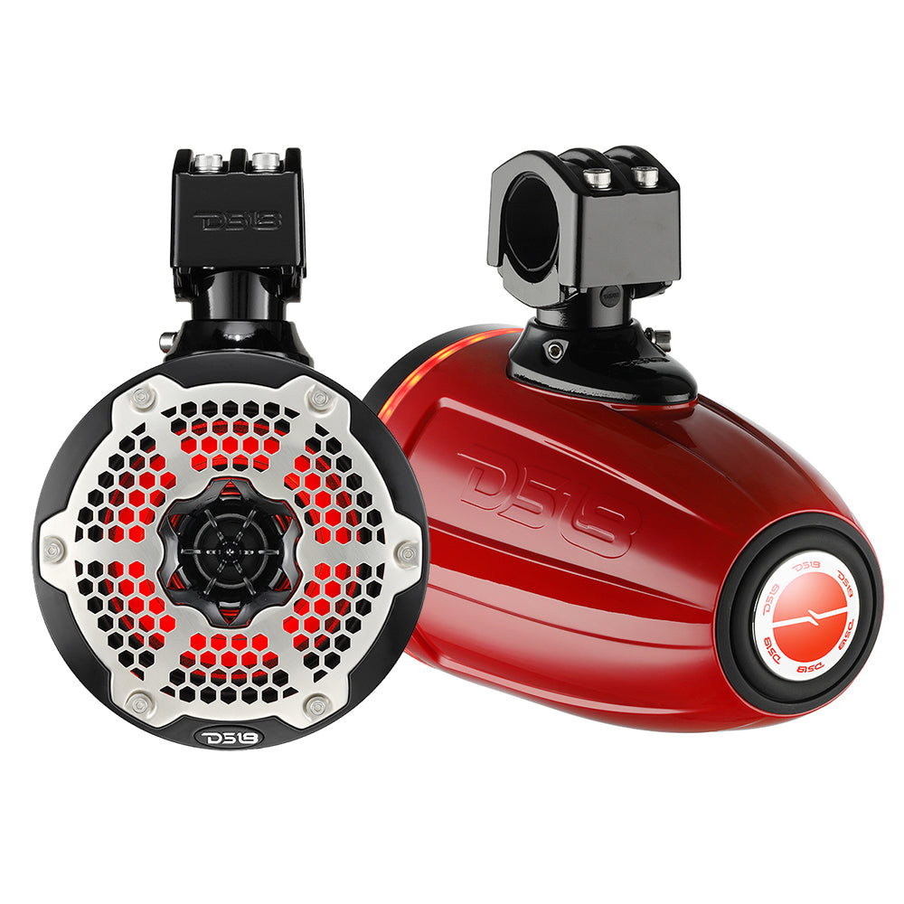 DS18 X Series HYDRO 8" 2-Way Wakeboard Pod Tower Speakers w/1" Compression Driver & RGB LED Lights - 550W - Red - NXL-X8TPNEO/RD