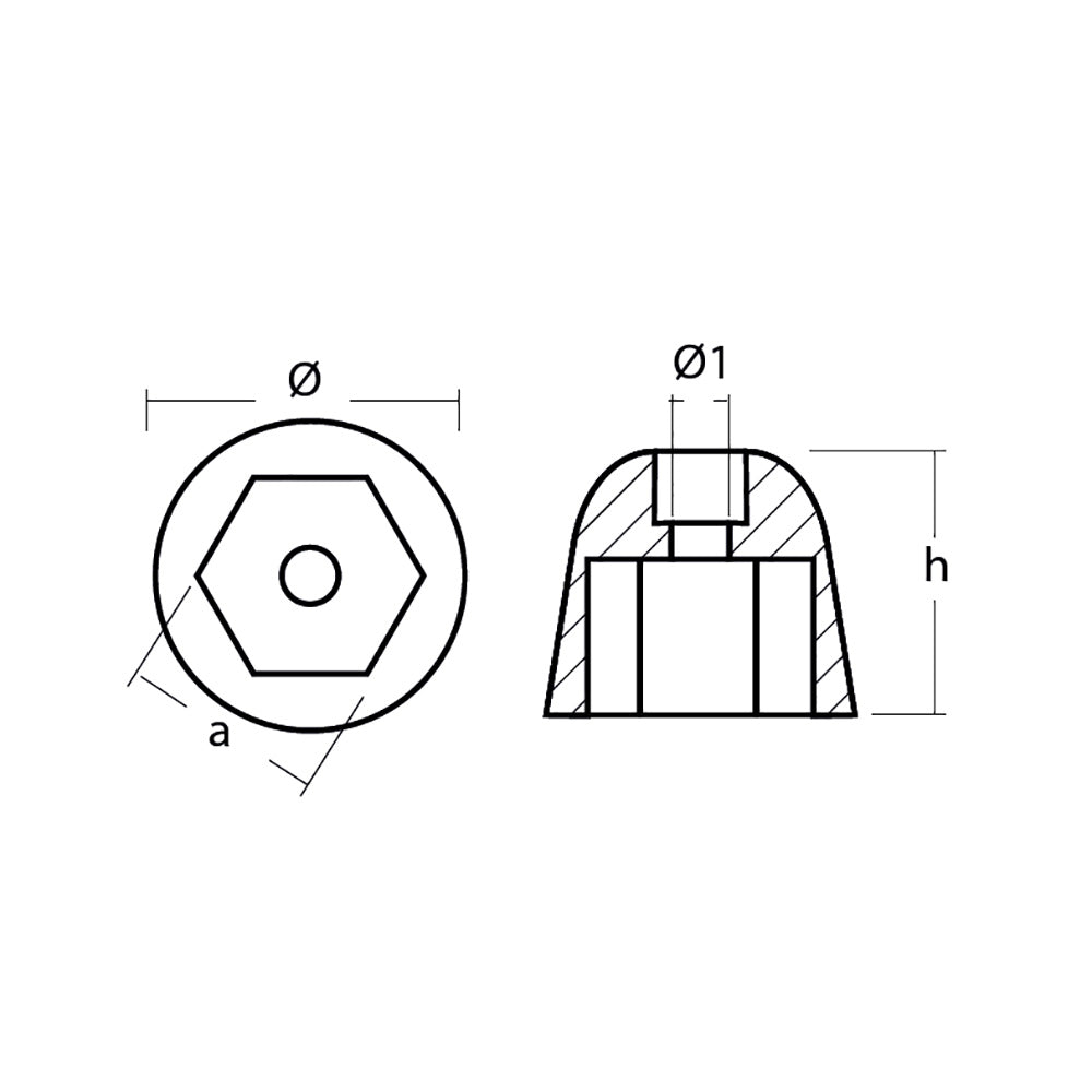 Tecnoseal Zinc Sidepower - Sleipner Propeller Nut Anode - 1051