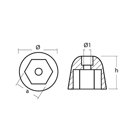 Tecnoseal Zinc Sidepower - Sleipner Propeller Nut Anode - 1051