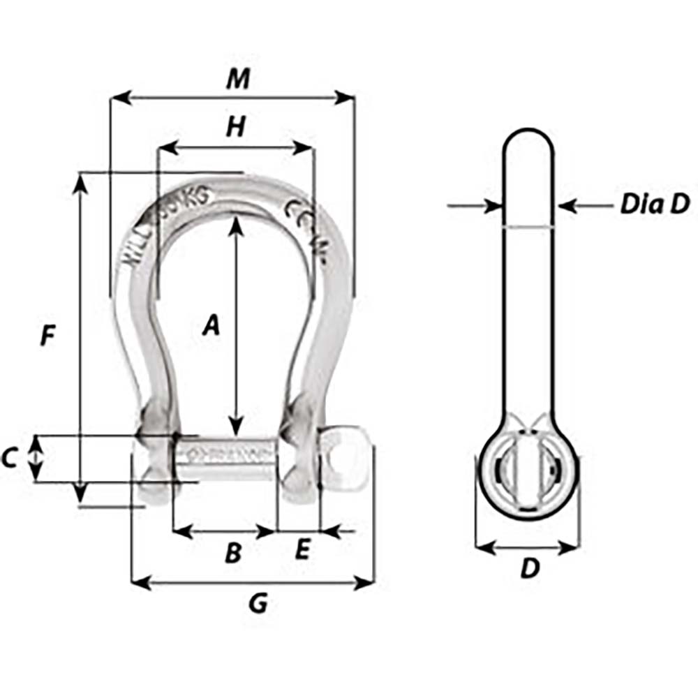 Wichard Self-Locking Bow Shackle - Diameter 8mm - 5/16" - 1244