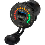 Sea-Dog Round Rainbow Voltmeter w/USB & USB-C Power Socket - 426519-1