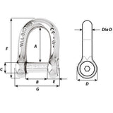 Wichard Self-Locking Allen Head Pin D Shackle - 8mm Diameter - 5/16" - 1304