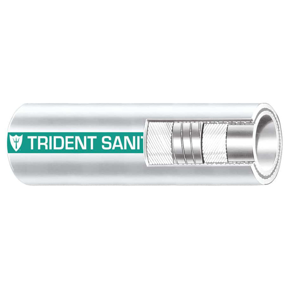 Trident Marine 1-1/2" x 50' Coil - Premium Marine Sanitation Hose - White w/Green Stripe - 102-1126