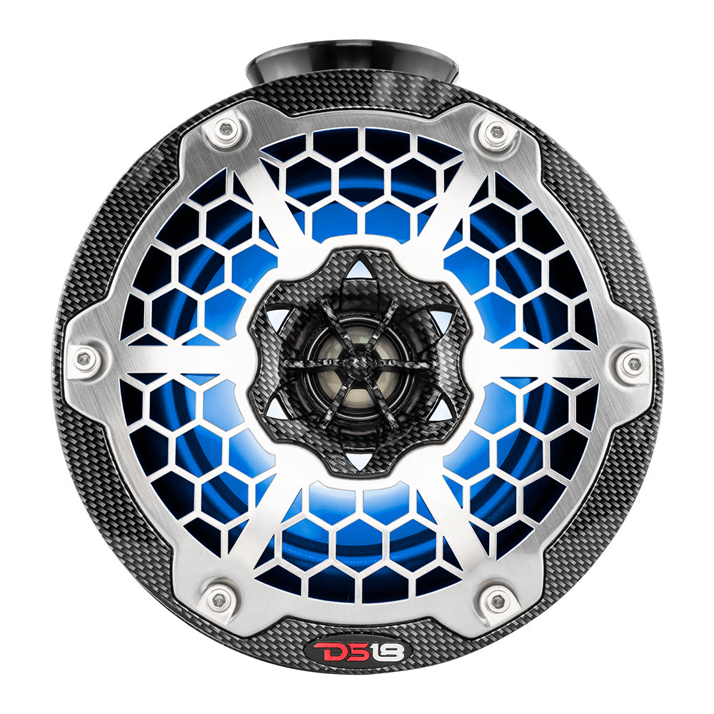 DS18 HYDRO 6.5" Compact Wakeboard Pod Tower Speaker w/RGB LED Lights - 375W - Black Carbon Fiber - CF-PS6