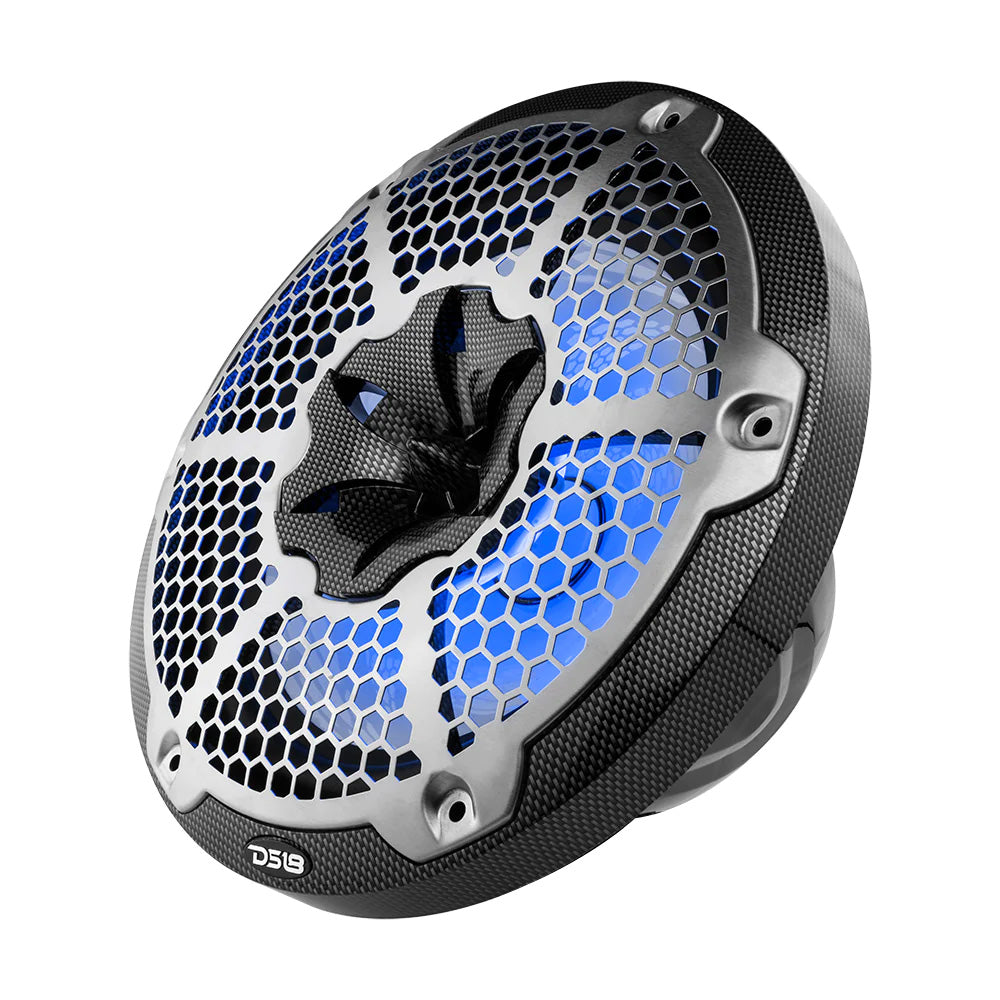 DS18 HYDRO 10" 2-Way Speakers w/Bullet Tweeter & Integrated RGB LED Lights - Carbon Fiber - CF-10M