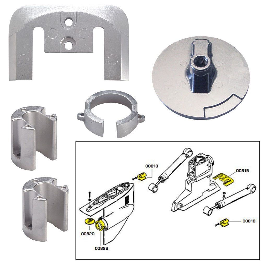 Tecnoseal Anode Kit w/Hardware - Mercury Bravo 1 - Aluminum - 20803AL
