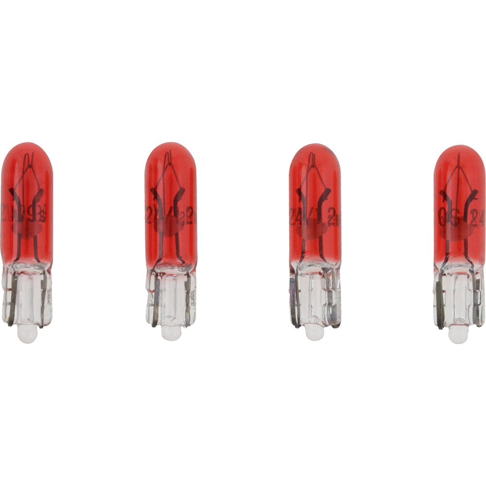 VDO Type D - Red Wedge Based Peanut Bulb - 24V - 4 Pack - 600-822