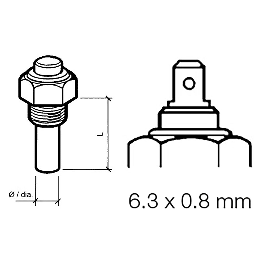 Veratron Engine Oil Temperature Sensor - Single Pole, Common Ground - 50-150°C/120-300°F - 6/24V - M14 x 1.5 Thread - 323-801-004-002N