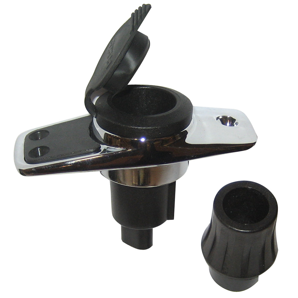 Perko Locking Collar Pole Light Mounting Base - 2 Pin - Chrome Plated w/Black Cover - 1060PB0DP