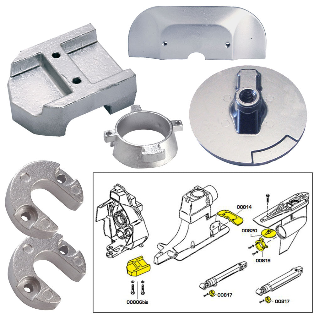 Tecnoseal Anode Kit w/Hardware - Mercury Alpha 1 Gen 2 - Aluminum - 20801AL
