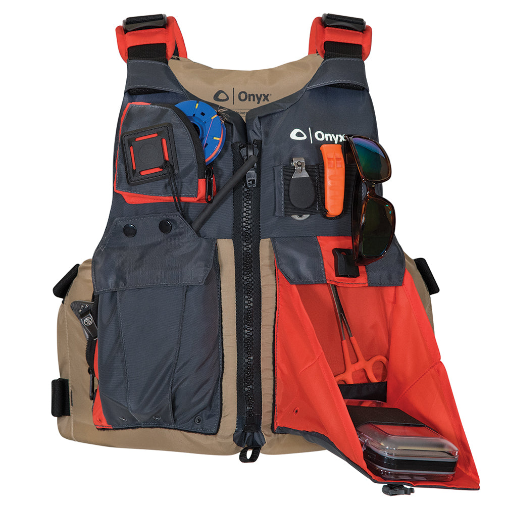 Onyx Kayak Fishing Vest - Adult Universal - Tan/Grey - 121700-706-004-17