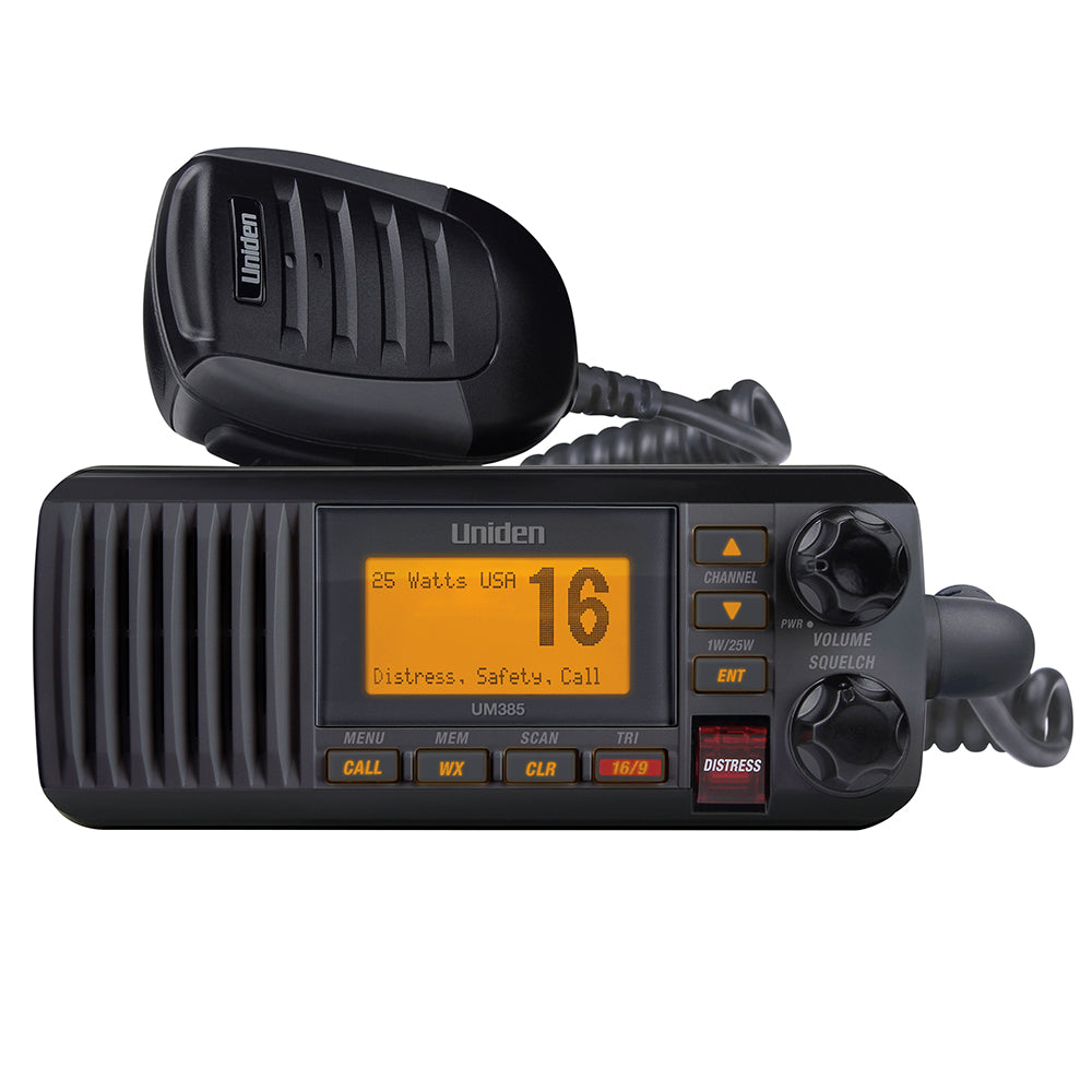 Uniden UM385 Fixed Mount VHF Radio - Black - UM385BK