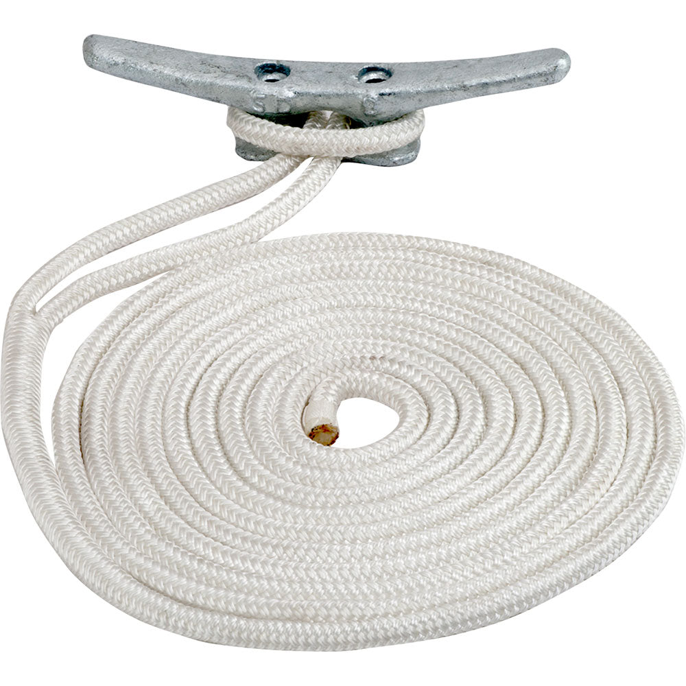 Sea-Dog Double Braided Nylon Dock Line - 1/2" x 10' - White - 302112010WH-1