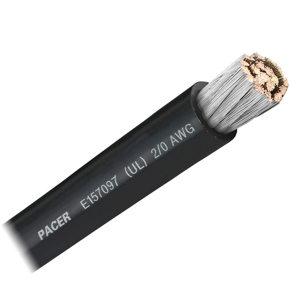 Pacer Black 2/0 AWG Battery Cable - Sold By The Foot - WUL2/0BK-FT