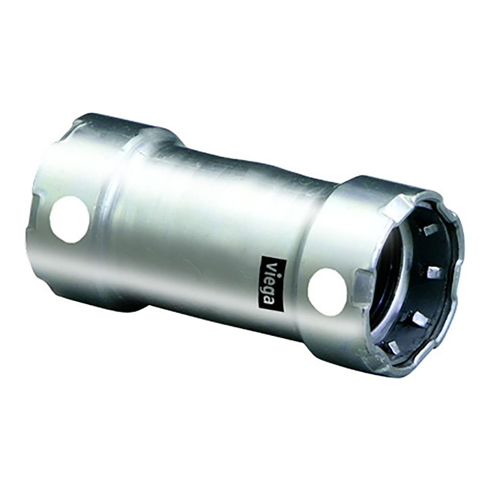 Viega MegaPress 1/2" Stainless Steel 304 Coupling w/o Stop - Double Press Connection - Smart Connect Technology - 95310