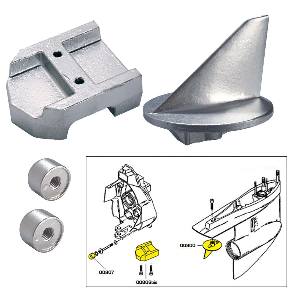 Tecnoseal Anode Kit w/Hardware - Mercury Alpha 1 Gen 1 - Zinc - 20800