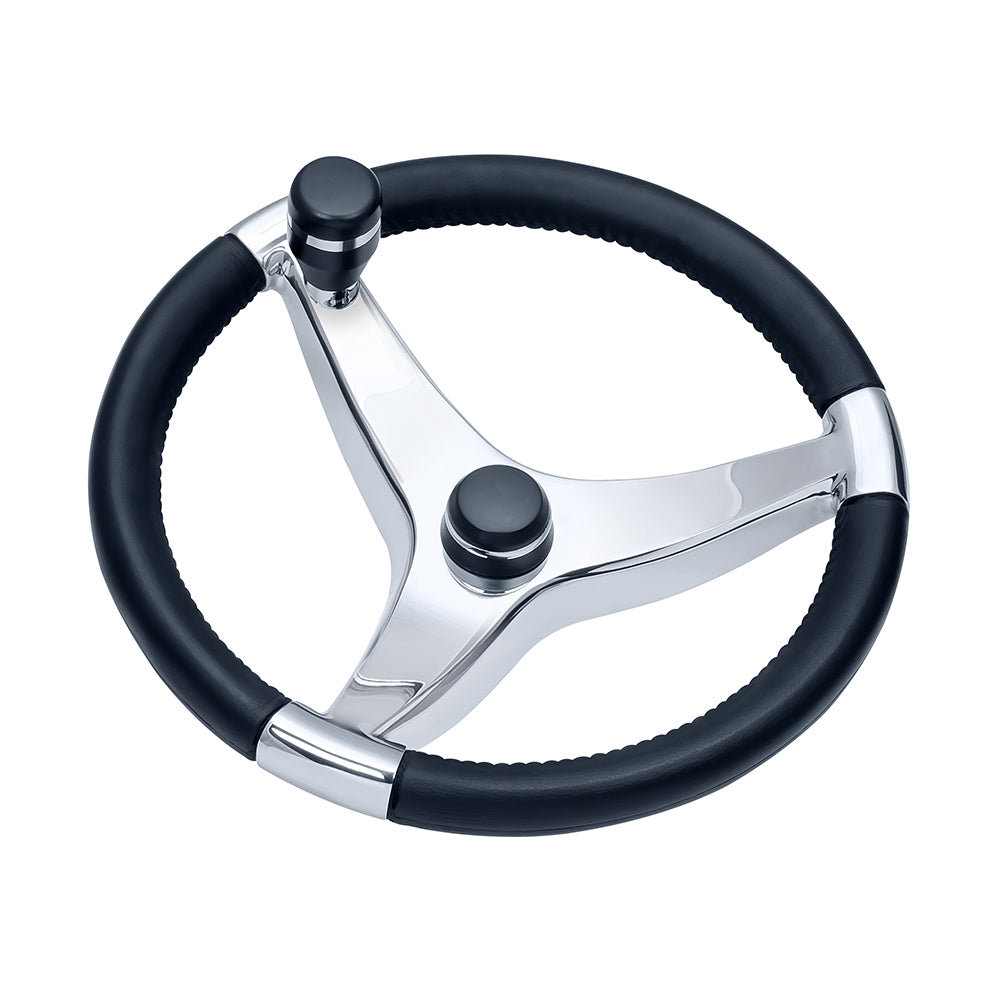 Schmitt & Ongaro Evo Pro 316 Cast Stainless Steel Steering Wheel w/Control Knob - 13.5" Diameter - 7241321FGK