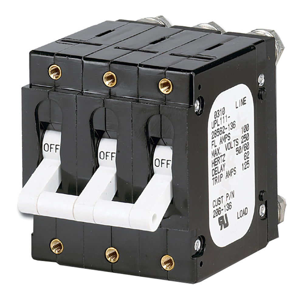 Paneltronics 'C' Frame Magnetic Circuit Breaker - 100 Amp - Triple Pole - White - 206-136