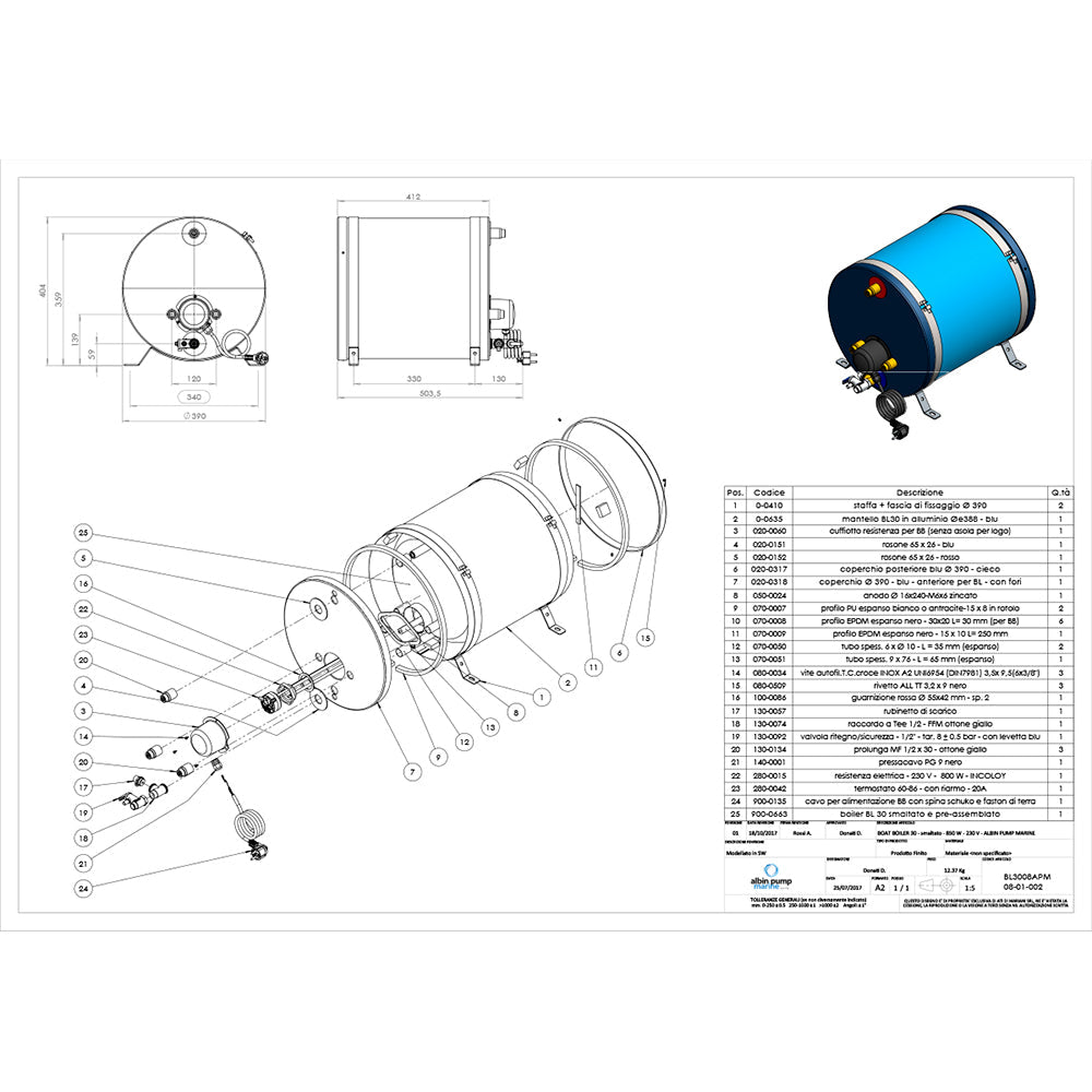 Albin Pump Marine Premium Water Heater 30L - 230V - 37469 - CW73613 - Avanquil