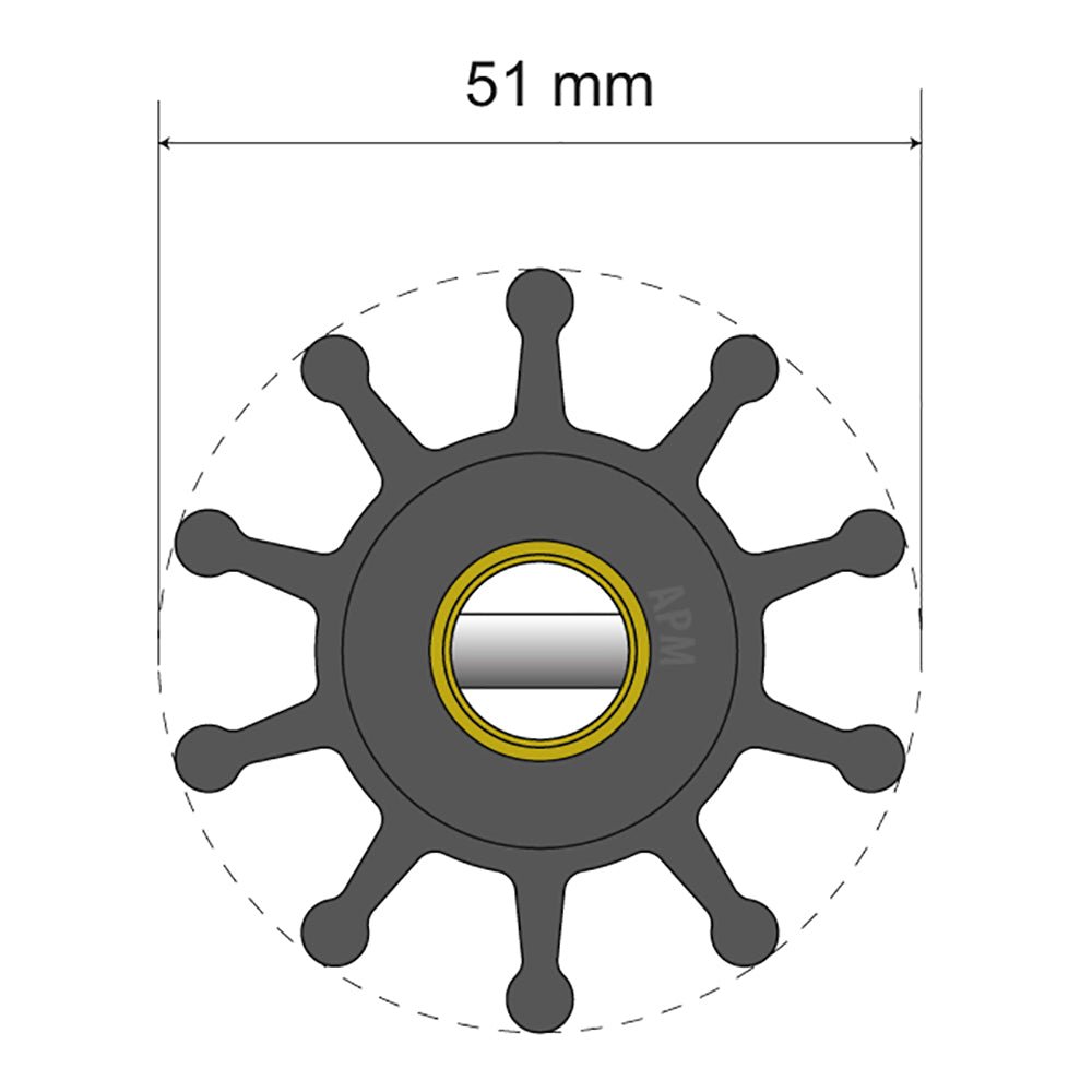 Albin Pump Premium Impeller Kit - 51 x 12 x 22mm - 10 Blade - Pin Insert - 40330 - CW77969 - Avanquil