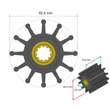 Albin Pump Premium Impeller Kit 82.4 x 20 x 73.4mm - 12 Blade - Spline Insert - 46175 - CW77987 - Avanquil