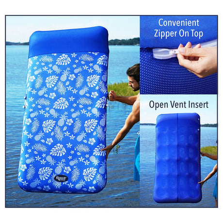 Aqua Leisure Supreme Oversized Controued Lounge Hibiscus Pineapple Royal Blue w/Docking Attachment - APL19977 - CW87377 - Avanquil