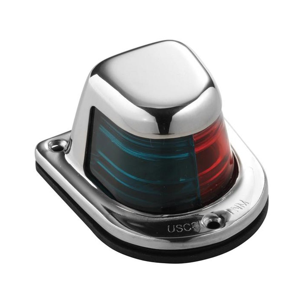 Attwood 1-Mile Deck Mount, Bi-Color Red/Green Combo Sidelight - 12V - Stainless Steel Housing - 66318-7 - CW43857 - Avanquil