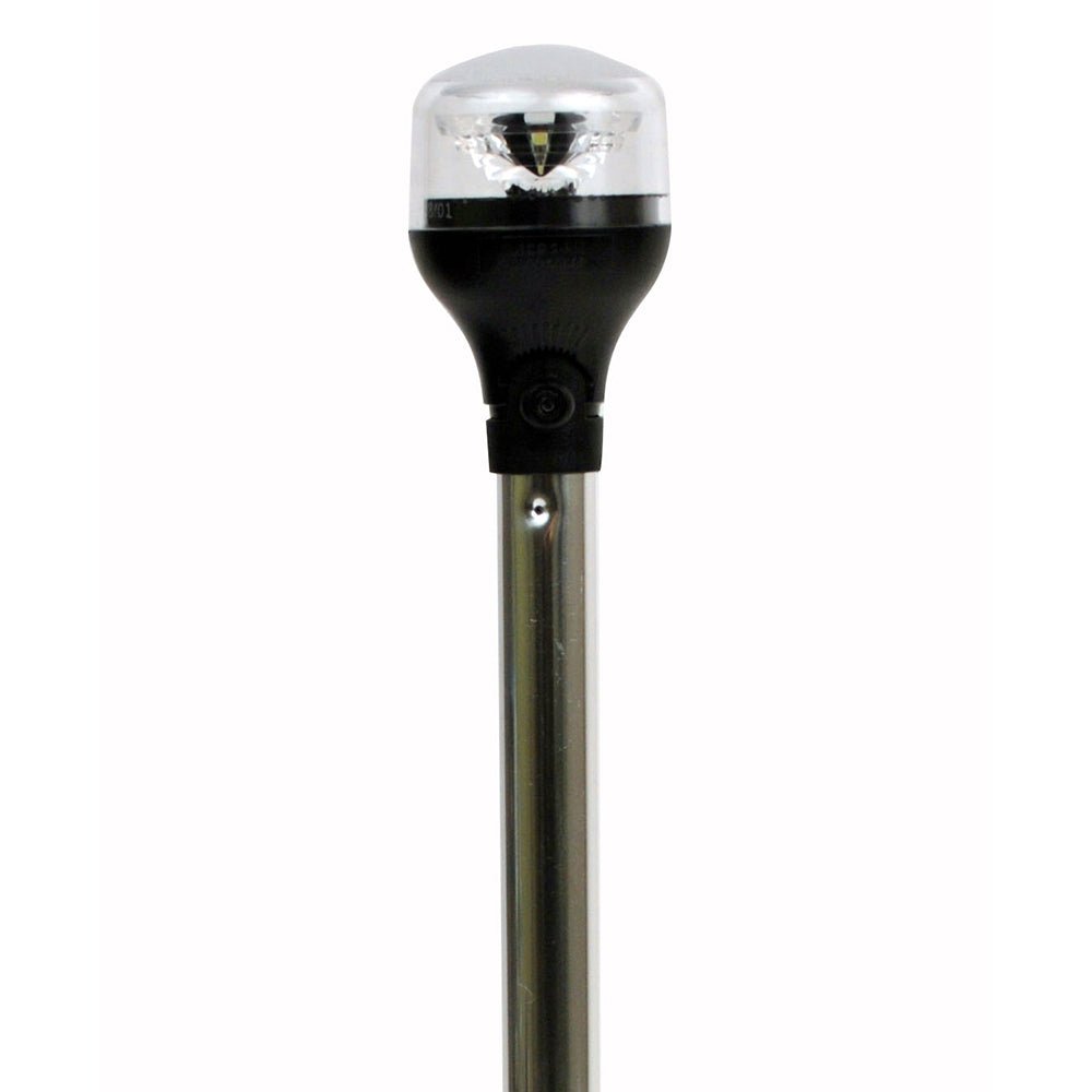 Attwood LightArmor All-Around Light - 20" Aluminum Pole - Black Vertical Composite Base w/Adapter - 5551-PA20-7 - CW64389 - Avanquil