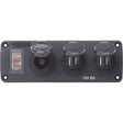Blue Sea 4365 Water Resistant USB Accessory Panel - 15A Circuit Breaker, 12V Socket, 2x 2.1A Dual USB Chargers - CW75135 - Avanquil