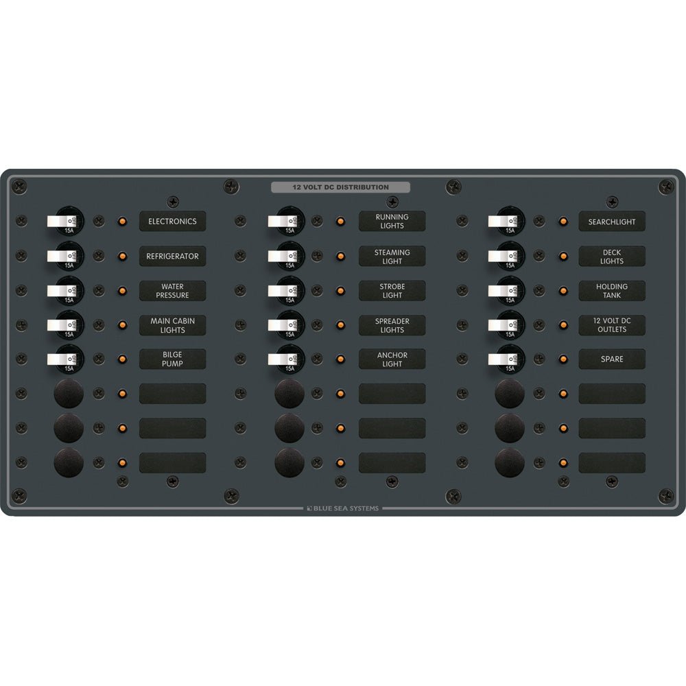 Blue Sea 8264 Traditional Metal DC Panel - 24 Positions - CW20770 - Avanquil