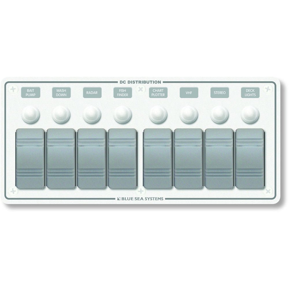 Blue Sea 8271 Water Resistant Panel - 8 Position - White - Horizontal Mount - CW20776 - Avanquil