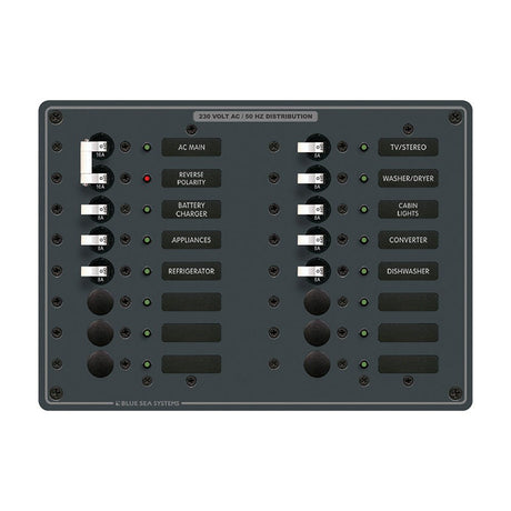 Blue Sea 8564 Breaker Panel - AC Main + 14 Positions (European) - White - CW20886 - Avanquil