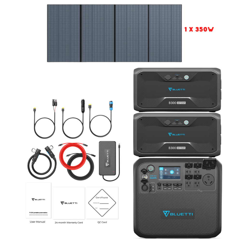 Bluetti AC200MAX + Optional B300 Batteries + Solar Panels Complete Solar Generator Kit - BP-AC200Max+B300[2]+PV350+RS-30102 - Avanquil