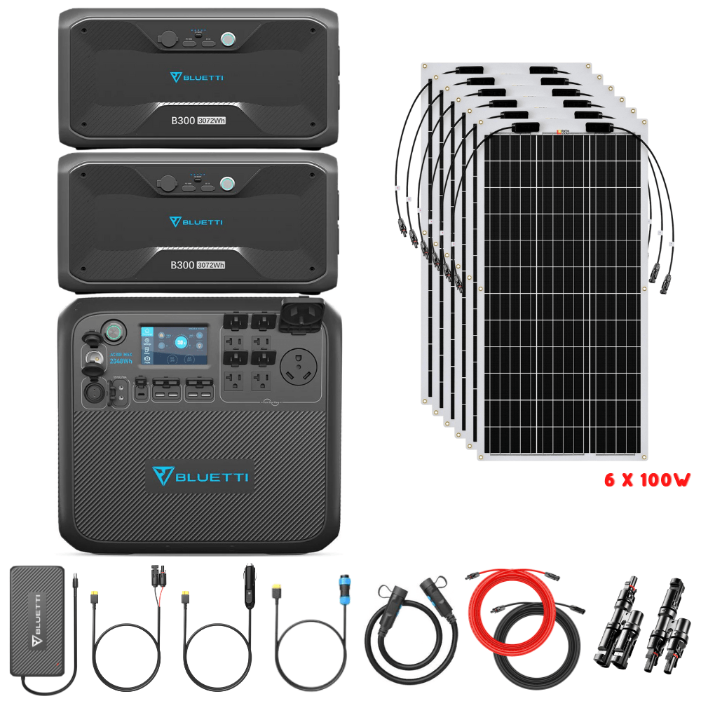 Bluetti AC200MAX + Optional B300 Batteries + Solar Panels Complete Solar Generator Kit - BP-AC200Max+B300[2]+RS-F100[6]+RS-30102-T2 - Avanquil