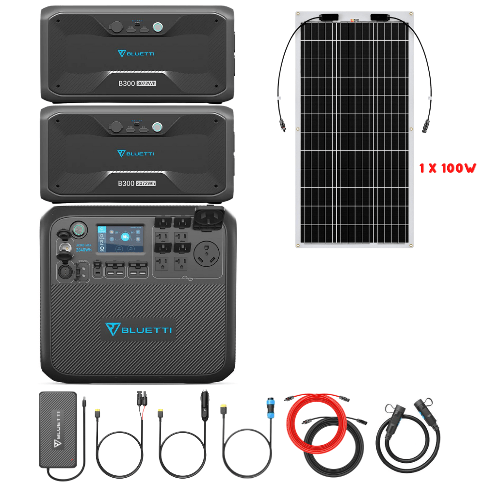 Bluetti AC200MAX + Optional B300 Batteries + Solar Panels Complete Solar Generator Kit - BP-AC200Max+B300[2]+RS-F100+RS-30102 - Avanquil