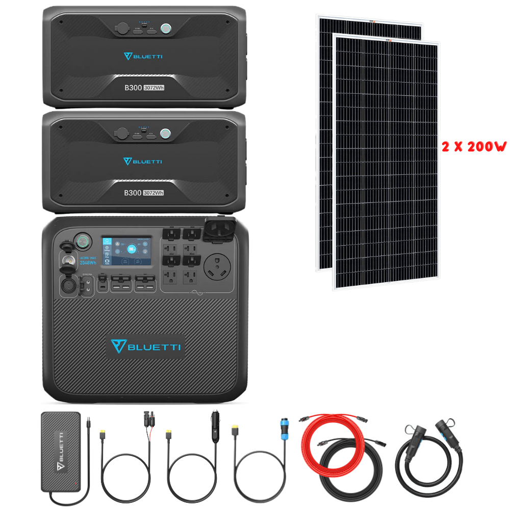 Bluetti AC200MAX + Optional B300 Batteries + Solar Panels Complete Solar Generator Kit - BP-AC200Max+B300[2]+RS-M200[2]+RS-30102 - Avanquil