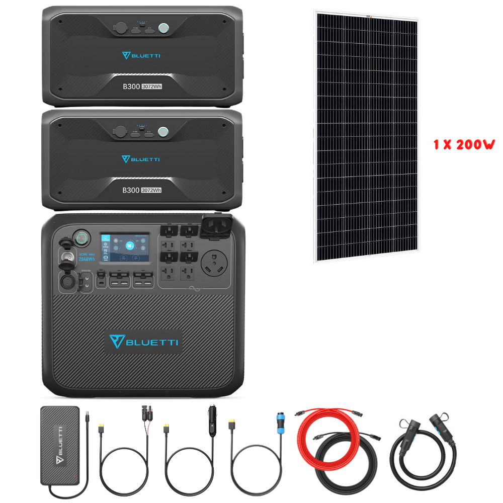 Bluetti AC200MAX + Optional B300 Batteries + Solar Panels Complete Solar Generator Kit - BP-AC200Max+B300[2]+RS-M200+RS-30102 - Avanquil