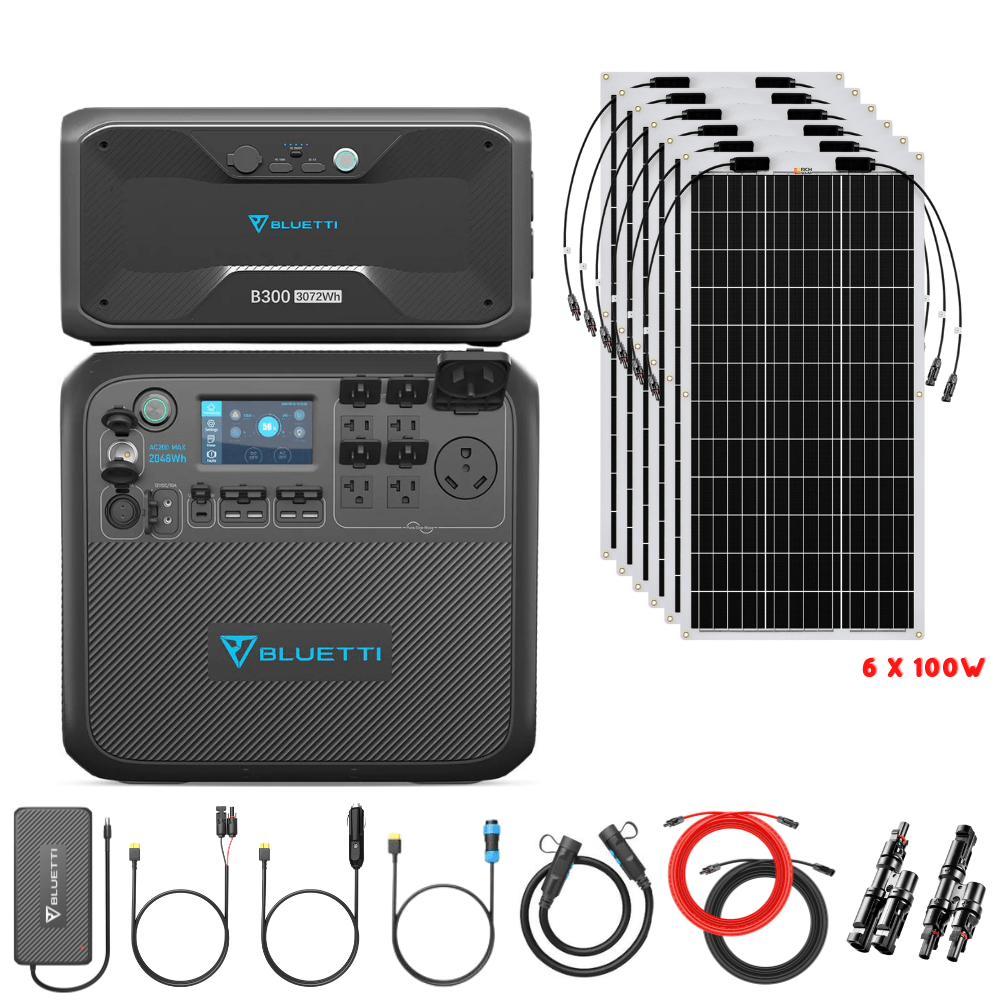 Bluetti AC200MAX + Optional B300 Batteries + Solar Panels Complete Solar Generator Kit - BP-AC200Max+B300+RS-F100[6]+RS-30102-T2 - Avanquil