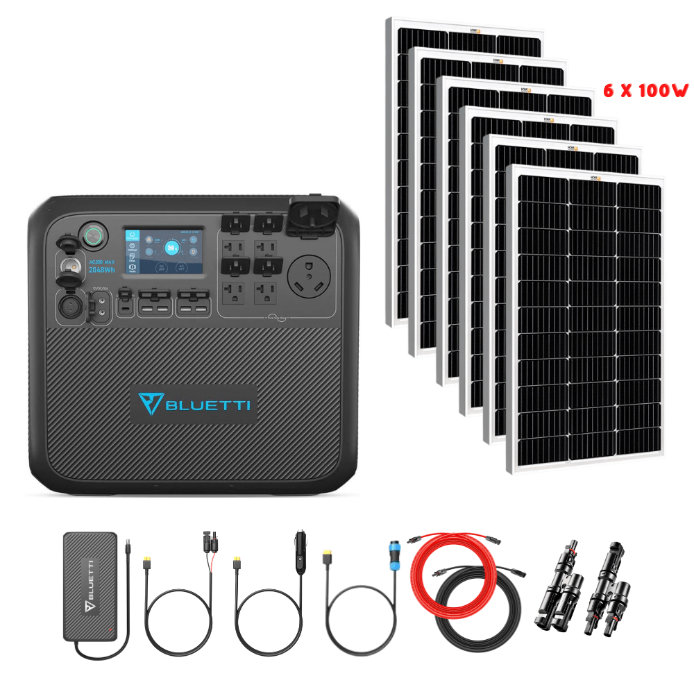 Bluetti AC200MAX + Optional B300 Batteries + Solar Panels Complete Solar Generator Kit - BP-AC200Max+RS-M100[6]+RS-30102-T2 - Avanquil