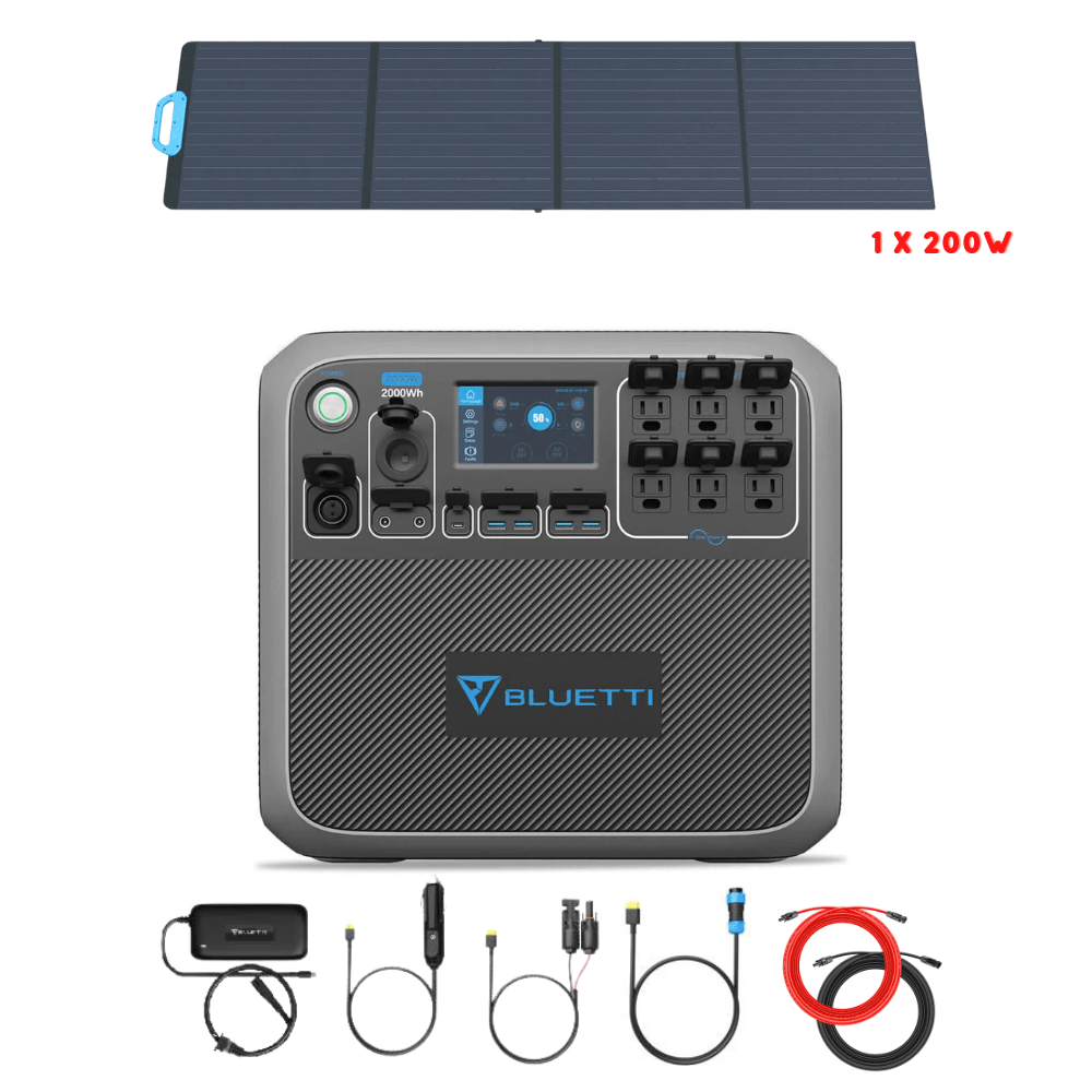 Bluetti AC200P 2,000W 2,000Wh + Solar Panels Complete Solar Generator Kit - BP-AC200P+PV200+RS-30102 - Avanquil