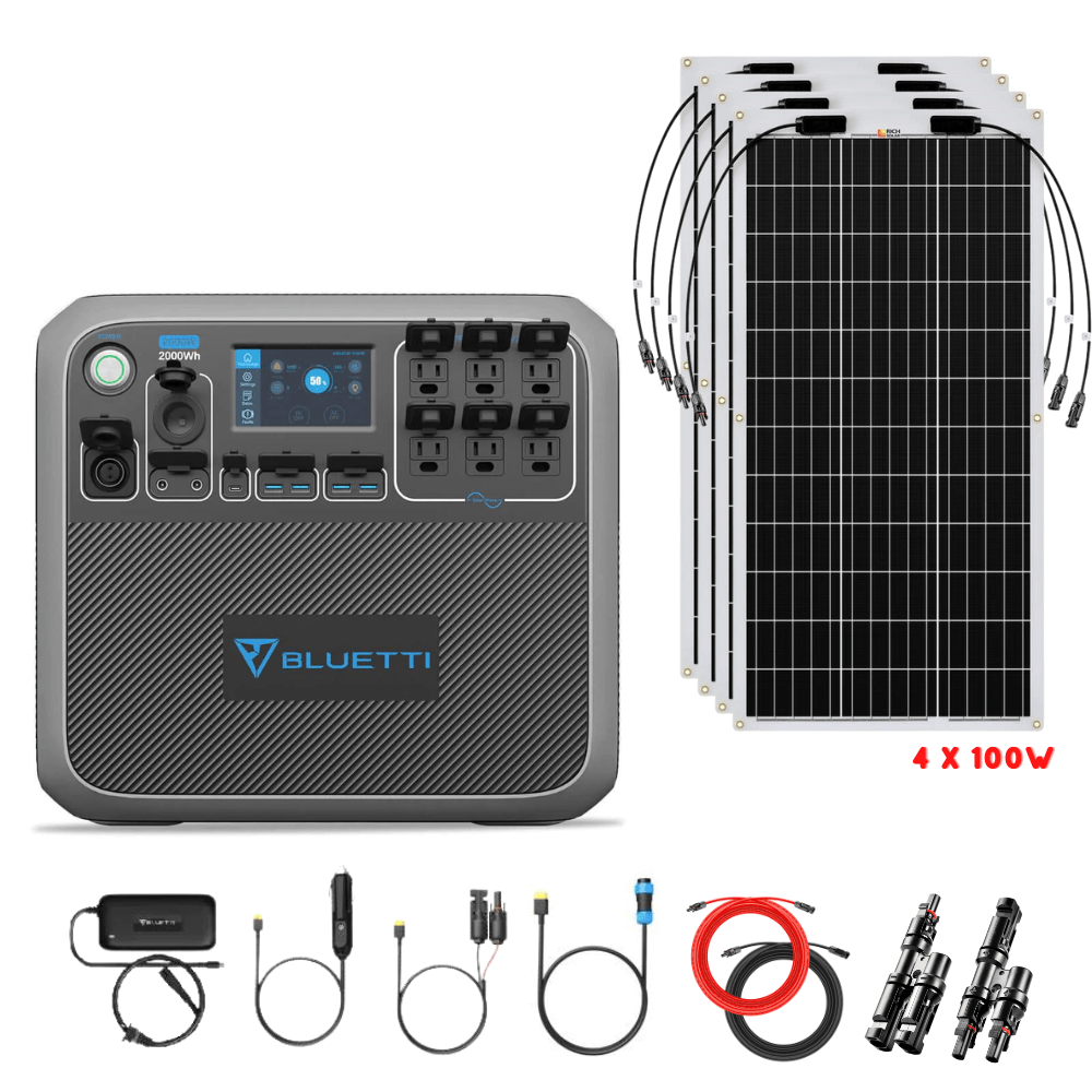 Bluetti AC200P 2,000W 2,000Wh + Solar Panels Complete Solar Generator Kit - BP-AC200P+RS-F100[4]+RS-30102-T2 - Avanquil